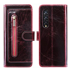 Funda de Cuero Cartera con Soporte Carcasa JDK para Samsung Galaxy Z Fold4 5G Rojo