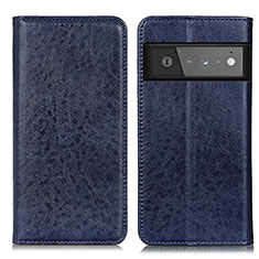 Funda de Cuero Cartera con Soporte Carcasa K01Z para Google Pixel 6 Pro 5G Azul