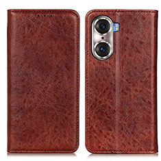 Funda de Cuero Cartera con Soporte Carcasa K01Z para Huawei Honor 60 5G Marron