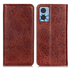 Funda de Cuero Cartera con Soporte Carcasa K01Z para Motorola Moto E22 Marron