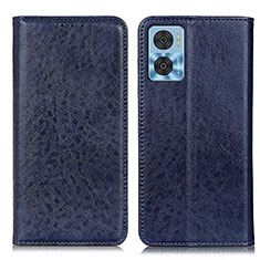 Funda de Cuero Cartera con Soporte Carcasa K01Z para Motorola Moto E22i Azul