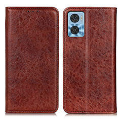 Funda de Cuero Cartera con Soporte Carcasa K01Z para Motorola Moto E22i Marron