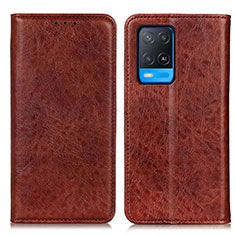 Funda de Cuero Cartera con Soporte Carcasa K01Z para Oppo A54 4G Marron