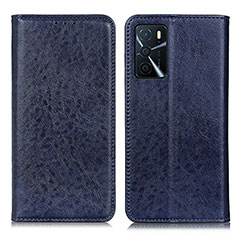 Funda de Cuero Cartera con Soporte Carcasa K01Z para Oppo A54s Azul