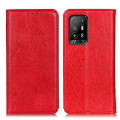 Funda de Cuero Cartera con Soporte Carcasa K01Z para Oppo A94 5G Rojo