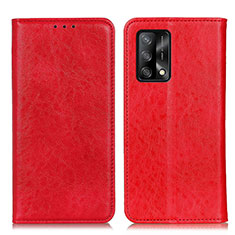 Funda de Cuero Cartera con Soporte Carcasa K01Z para Oppo F19 Rojo