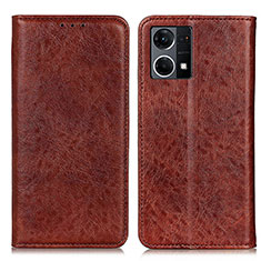 Funda de Cuero Cartera con Soporte Carcasa K01Z para Oppo F21s Pro 4G Marron