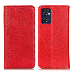 Funda de Cuero Cartera con Soporte Carcasa K01Z para Oppo Find X5 Lite 5G Rojo