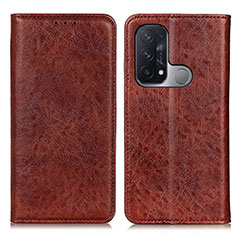 Funda de Cuero Cartera con Soporte Carcasa K01Z para Oppo Reno5 A Marron