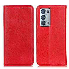 Funda de Cuero Cartera con Soporte Carcasa K01Z para Oppo Reno6 Pro 5G Rojo