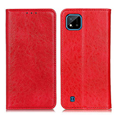 Funda de Cuero Cartera con Soporte Carcasa K01Z para Realme C11 (2021) Rojo