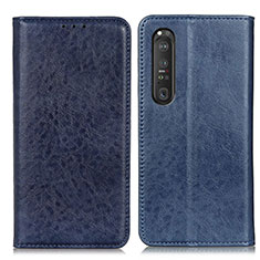 Funda de Cuero Cartera con Soporte Carcasa K01Z para Sony Xperia 1 III Azul