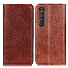 Funda de Cuero Cartera con Soporte Carcasa K01Z para Sony Xperia 1 III Marron