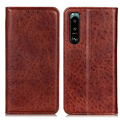 Funda de Cuero Cartera con Soporte Carcasa K01Z para Sony Xperia 5 III Marron