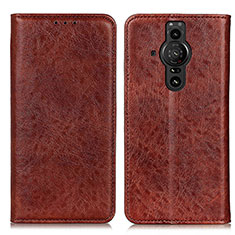 Funda de Cuero Cartera con Soporte Carcasa K01Z para Sony Xperia PRO-I Marron