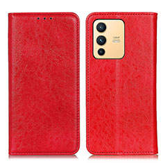 Funda de Cuero Cartera con Soporte Carcasa K01Z para Vivo V23 5G Rojo