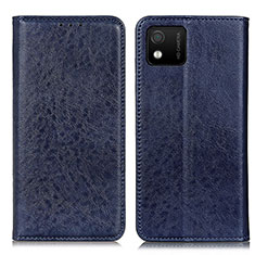 Funda de Cuero Cartera con Soporte Carcasa K01Z para Wiko Y52 Azul