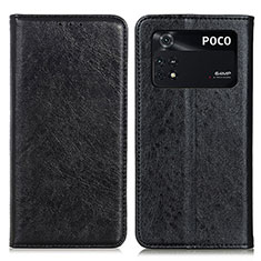 Funda de Cuero Cartera con Soporte Carcasa K01Z para Xiaomi Poco M4 Pro 4G Negro