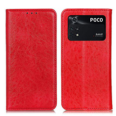 Funda de Cuero Cartera con Soporte Carcasa K01Z para Xiaomi Poco M4 Pro 4G Rojo