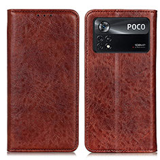 Funda de Cuero Cartera con Soporte Carcasa K01Z para Xiaomi Poco X4 Pro 5G Marron