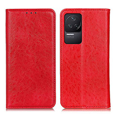 Funda de Cuero Cartera con Soporte Carcasa K01Z para Xiaomi Redmi K50 5G Rojo