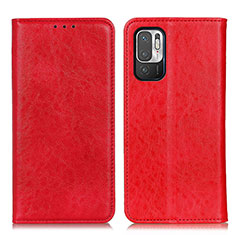 Funda de Cuero Cartera con Soporte Carcasa K01Z para Xiaomi Redmi Note 10T 5G Rojo