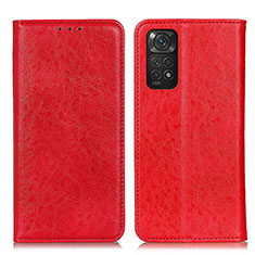 Funda de Cuero Cartera con Soporte Carcasa K01Z para Xiaomi Redmi Note 11S 4G Rojo