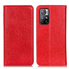 Funda de Cuero Cartera con Soporte Carcasa K01Z para Xiaomi Redmi Note 11T 5G Rojo