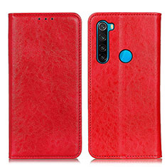 Funda de Cuero Cartera con Soporte Carcasa K01Z para Xiaomi Redmi Note 8 (2021) Rojo