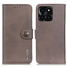 Funda de Cuero Cartera con Soporte Carcasa K02Z para Huawei Honor X6a Gris