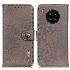 Funda de Cuero Cartera con Soporte Carcasa K02Z para Huawei Nova 8i Gris