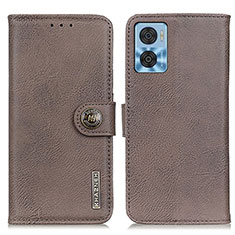 Funda de Cuero Cartera con Soporte Carcasa K02Z para Motorola Moto E22 Gris