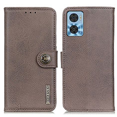 Funda de Cuero Cartera con Soporte Carcasa K02Z para Motorola Moto E22i Gris