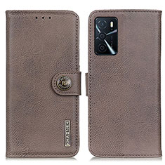 Funda de Cuero Cartera con Soporte Carcasa K02Z para Oppo A16 Gris