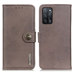 Funda de Cuero Cartera con Soporte Carcasa K02Z para Oppo A55 5G Gris