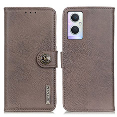 Funda de Cuero Cartera con Soporte Carcasa K02Z para Oppo A96 5G Gris