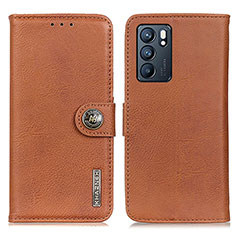 Funda de Cuero Cartera con Soporte Carcasa K02Z para Oppo Reno6 5G Marron