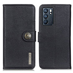 Funda de Cuero Cartera con Soporte Carcasa K02Z para Oppo Reno6 5G Negro