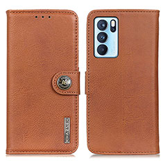 Funda de Cuero Cartera con Soporte Carcasa K02Z para Oppo Reno6 Pro 5G India Marron