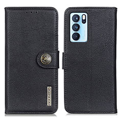 Funda de Cuero Cartera con Soporte Carcasa K02Z para Oppo Reno6 Pro 5G India Negro