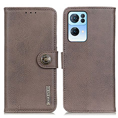 Funda de Cuero Cartera con Soporte Carcasa K02Z para Oppo Reno7 Pro 5G Gris