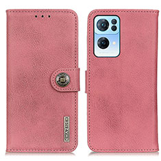 Funda de Cuero Cartera con Soporte Carcasa K02Z para Oppo Reno7 Pro 5G Rosa