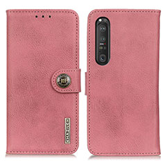 Funda de Cuero Cartera con Soporte Carcasa K02Z para Sony Xperia 1 III Rosa