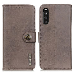 Funda de Cuero Cartera con Soporte Carcasa K02Z para Sony Xperia 10 III SO-52B Gris