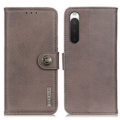 Funda de Cuero Cartera con Soporte Carcasa K02Z para Sony Xperia 10 IV SOG07 Gris