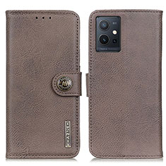 Funda de Cuero Cartera con Soporte Carcasa K02Z para Vivo Y55 5G Gris