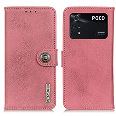 Funda de Cuero Cartera con Soporte Carcasa K02Z para Xiaomi Poco M4 Pro 4G Rosa