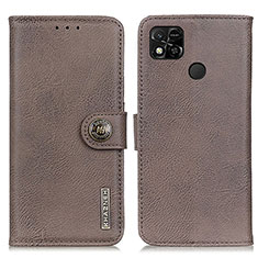 Funda de Cuero Cartera con Soporte Carcasa K02Z para Xiaomi Redmi 9C Gris