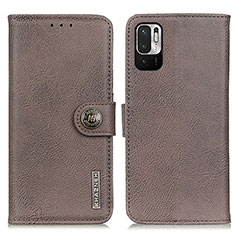 Funda de Cuero Cartera con Soporte Carcasa K02Z para Xiaomi Redmi Note 10 JE 5G Gris