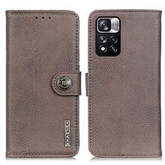 Funda de Cuero Cartera con Soporte Carcasa K02Z para Xiaomi Redmi Note 11 Pro+ Plus 5G Gris